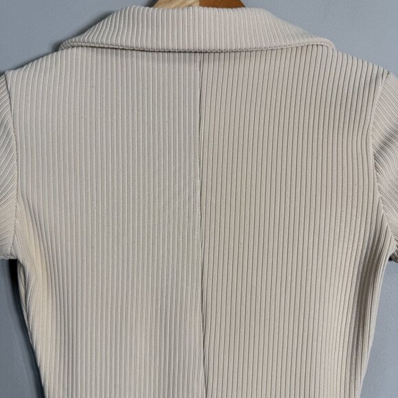 Edikted Lucia Ribbed Romper Women's XS Tan Button Up Collared Micro Mini Bodycon - Picture 12 of 15